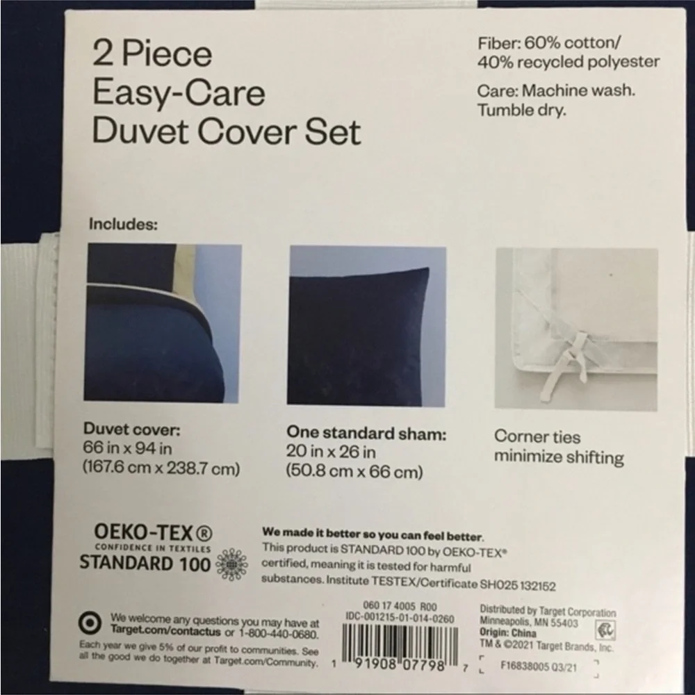 Room Essentials Bedding | Room Essentials Navy Blue 2 Piece Duvet Cover Set.Twin